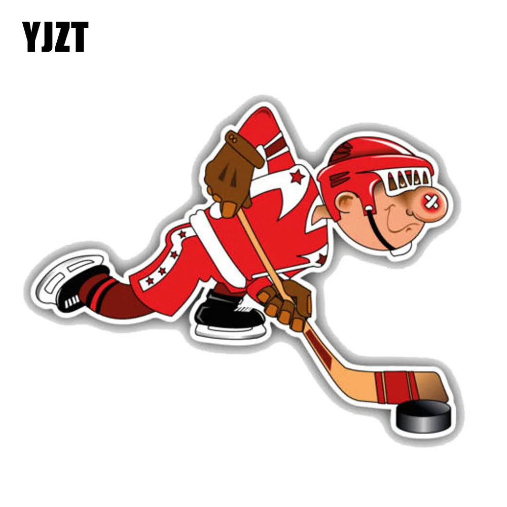 Yjzt 12.7cm*10cm Cute Cartoon Boy Hockey Player Pvc Motorcycle Car ...