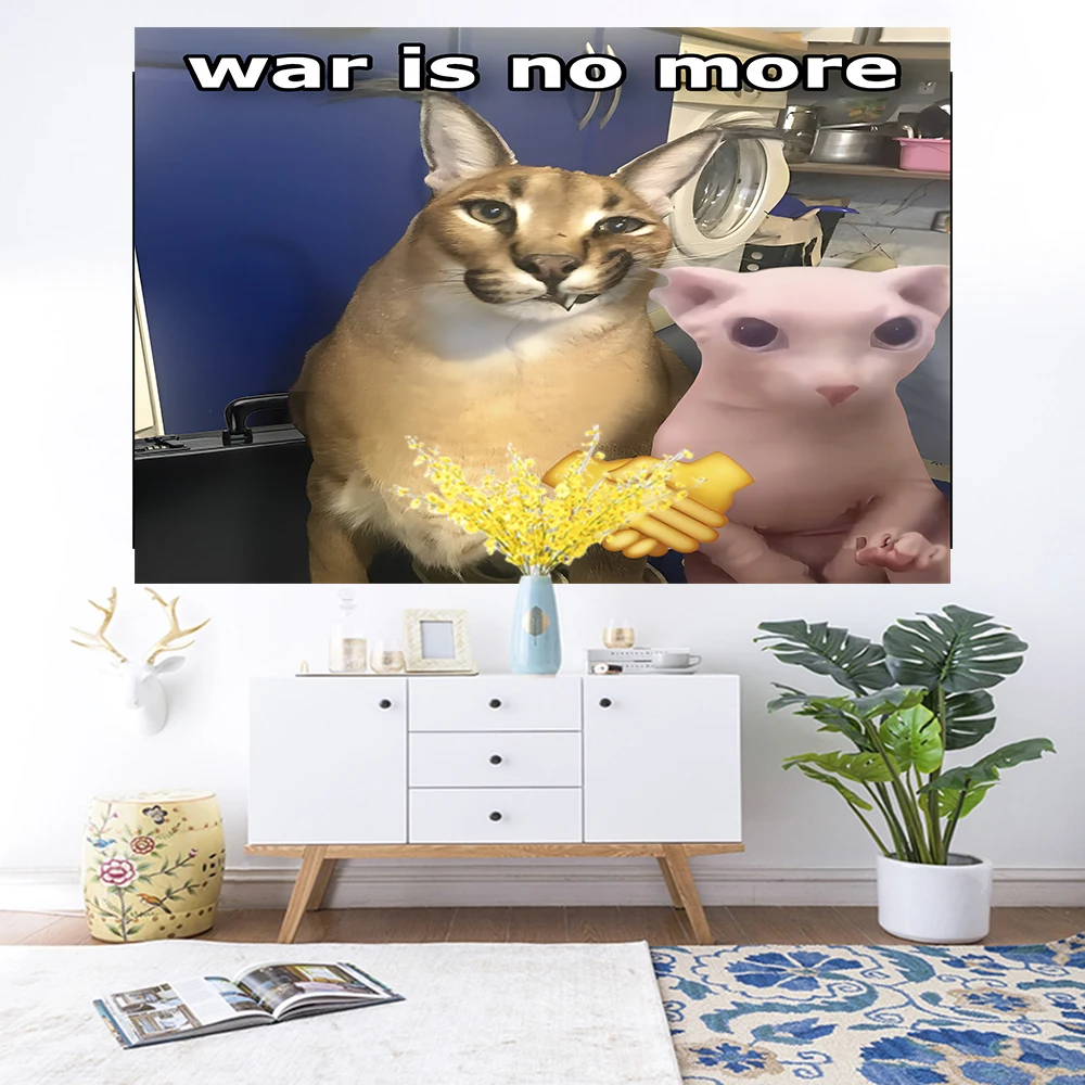 

Смешной гобелен XxDeco Bingus и Floppa Friends Meme, большой тканевый настенный гобелен, кавайная комната, домашний декор, фон для дивана, одеяло