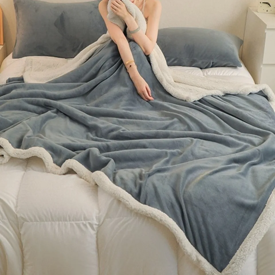 Thickened Double Sided Lambswool Sofa Blanket