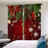 2Pcs Christmas Curtains Classical Pine Tree Snowflakes Red Green Xmas Room Suitable For Living Room Bedroom Kitchen And Bathroom 1