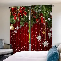 2Pcs Christmas Curtains Classical Pine Tree Snowflakes Red Green Xmas Room Suitable For Living Room Bedroom Kitchen And Bathroom 1