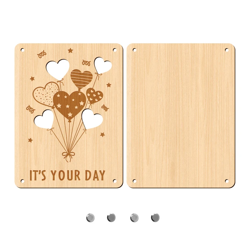 Elegant Wooden Heart Balloon Greeting Card - Perfect for Weddings, Birthdays, and Special Occasions