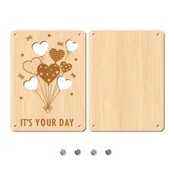 Elegant Wooden Heart Balloon Greeting Card - Perfect for Weddings, Birthdays, and Special Occasions (Wood)