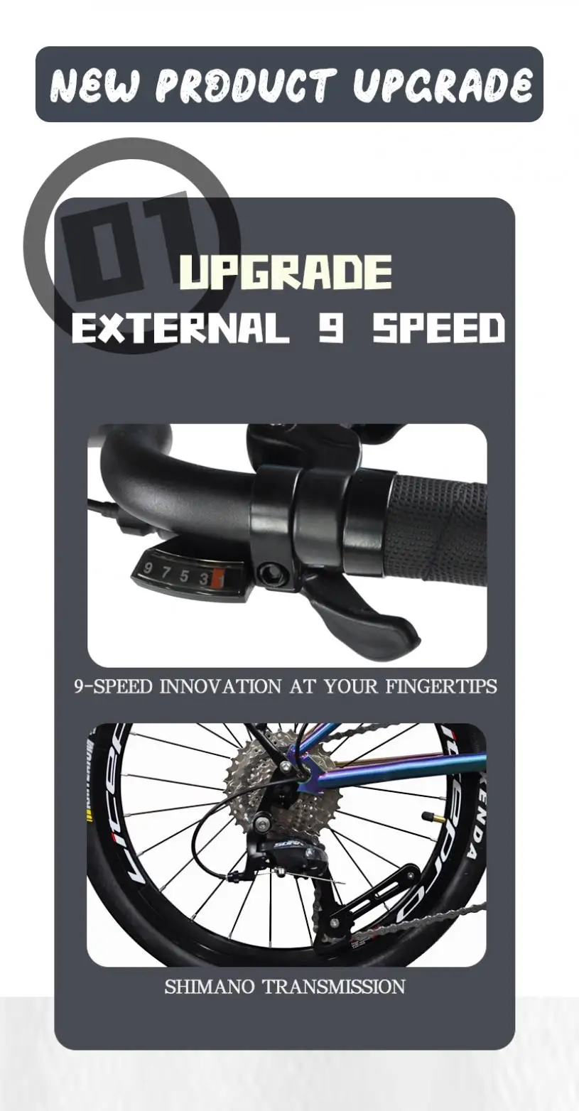 Description Picture 3 of itemLitepro 20Inch External 9 Speed Tri-fold Folding Bicycle Straight M Handlebar Steel Frame