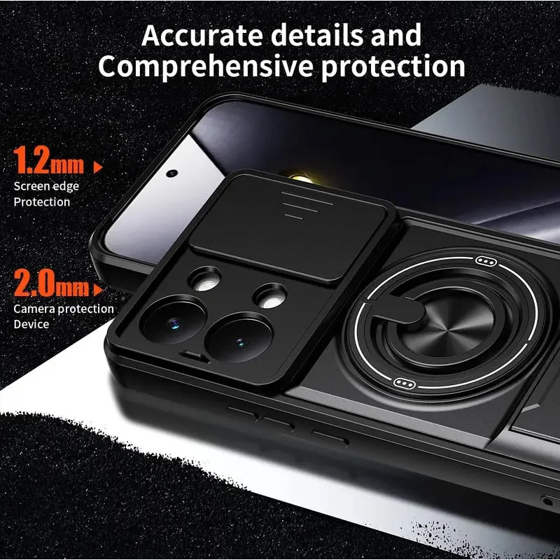 Magnetic Stand Slide Camera Protector Shockproof Armor Hard Case