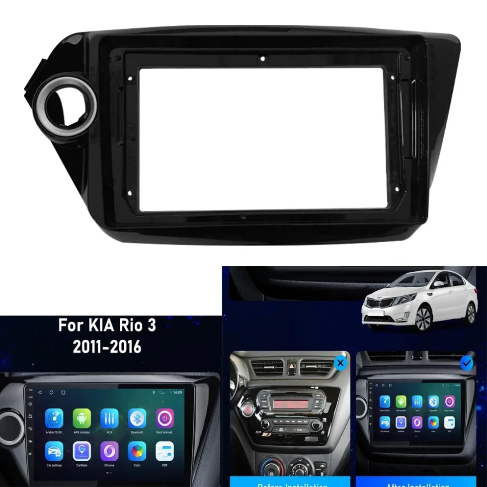 

2 Din 9 дюймовая Автомобильная рама Fascia ДЛЯ Kia Rio3 Rio 3 K2 2010-2016, Автомобильный плеер с переходом, стерео навигация, DVD рамка, комплект отделки