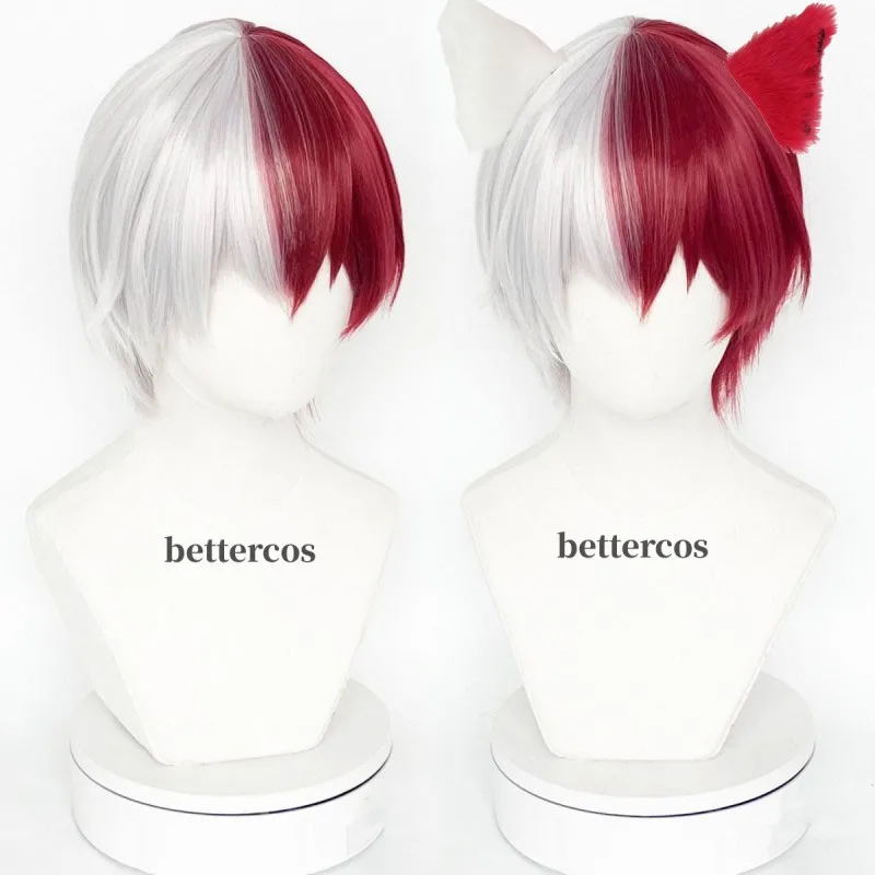

Высококачественный парик для косплея Boku no шото Тодороки Shouto, серебристые, белые, красные парики + шапочка для парика