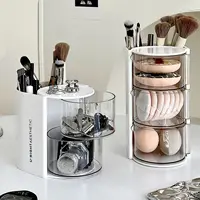 Desktop Rotating Makeup Brush Storage Cylinder, Powder Puff, Eyebrow Pencil, Beauty Egg, Dustproof Cosmetics Storage Box 2