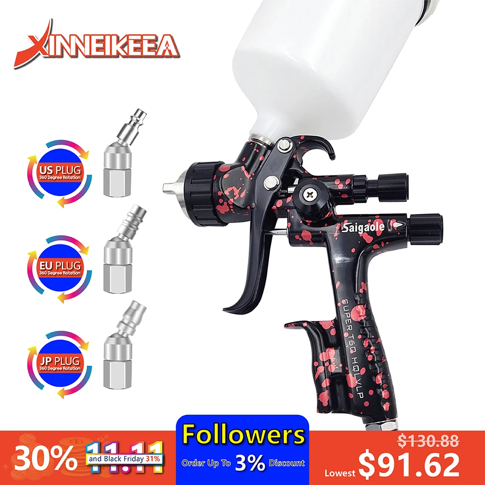 Saigaole T60 Spray Guns Automotive Finishes High Fogging Paints Sheet Metal Spray Guns Industrial Furniture Leather Spray Guns saigaole 6800b spray guns automotive finishes high fogging paints sheet metal spray guns industrial furniture leather spray guns