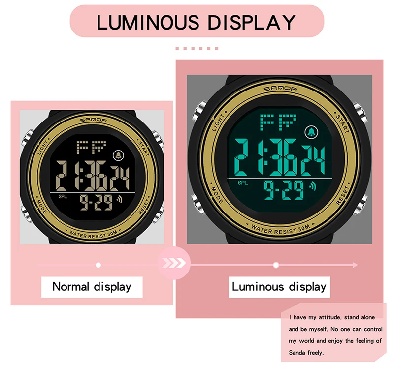 2021 New Fashion Women Digital LED Sports Watch Multifunctional Waterproof Ladies Pink Wrist-Watch Fit Girl Holiday Gift Watches