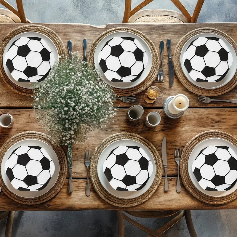 20–100 Stück Fußballförmige Servietten, Fußball-Party-Einweggeschirr für Kinder, Jungen, Sport, Geburtstagsparty, Tischdekoration, Zubehör – Detail 4