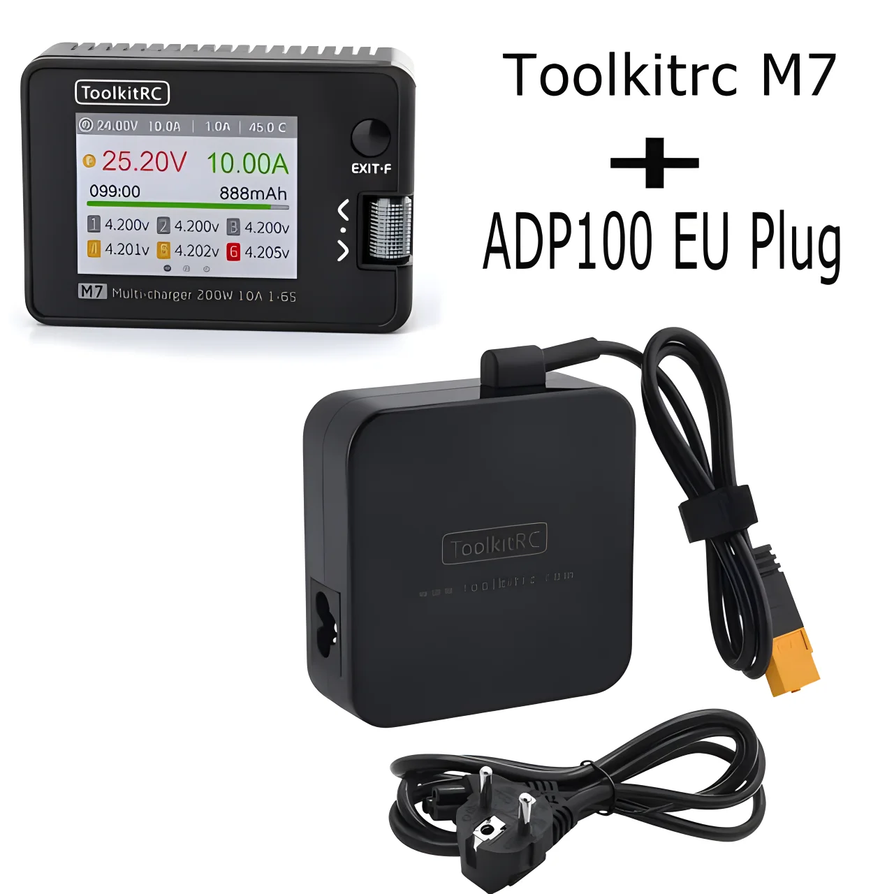 ToolkitRC M7 200W SC100 밸런스 충전기 방전기 ADP100 포함 1-6S 리포 배터리 전압 서보 체커 수신기 신호 테스트