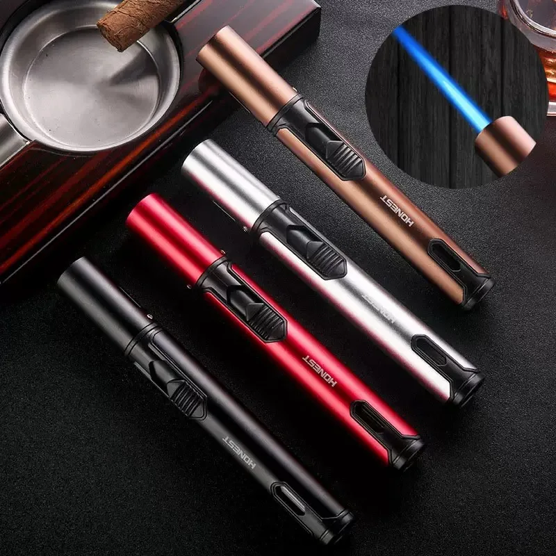 Accendino Torcia Ricaricabile 3 Fiamme Blu - Antivento, Metallico, Con Punzone, Senza Gas Incluso - Foto 9