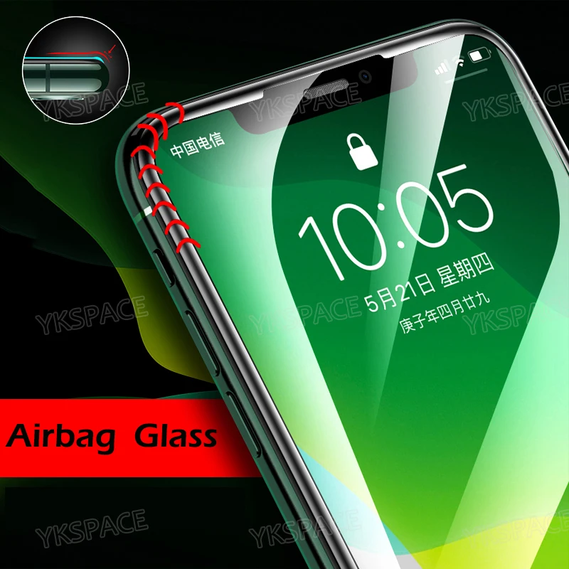 2 Stück 3D Airbag Edge Bumper Panzerglas für iPhone 18 17 17e 16e 16 15 14 Plus 13 12 Mini 11 Pro X XR XS MAX Displayschutzfolie – Detail 2