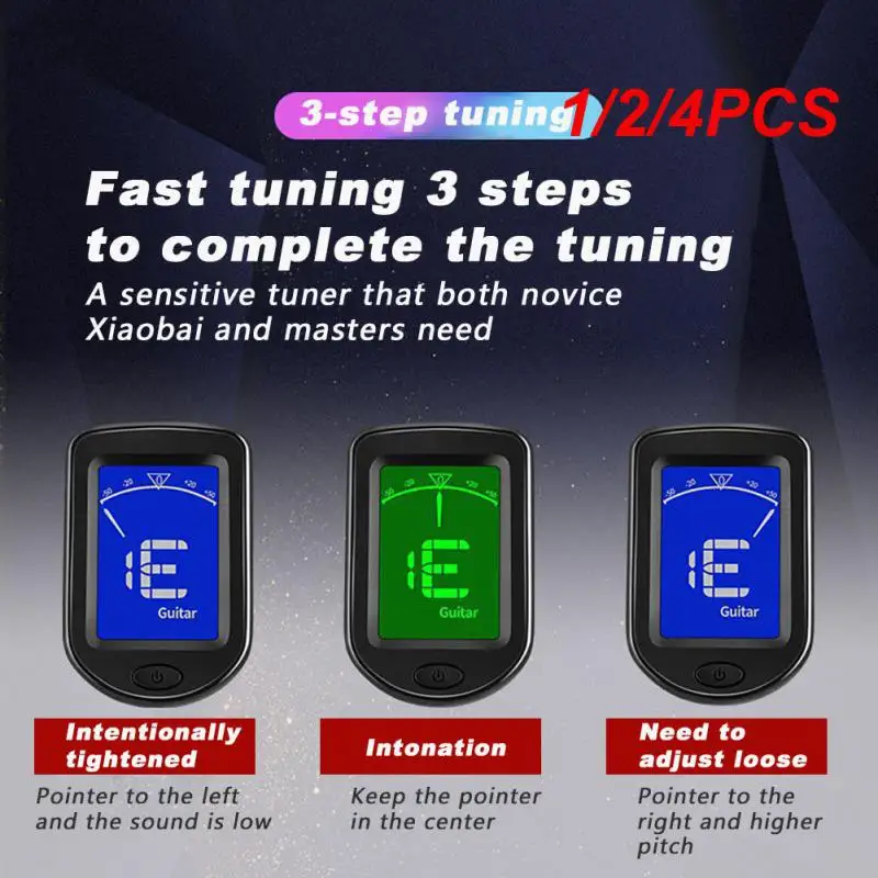 

1/2/4PCS Guitar Tuner Digital Clip-On Tone Tuner for Electric Ukulele Bass Violin Universal 360Degree Rotatable Sensitive