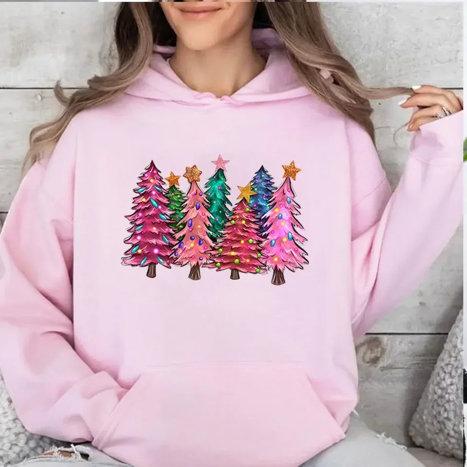 Pink Tree Christmas Hoodies Christmas Sweater Christmas Party Tree