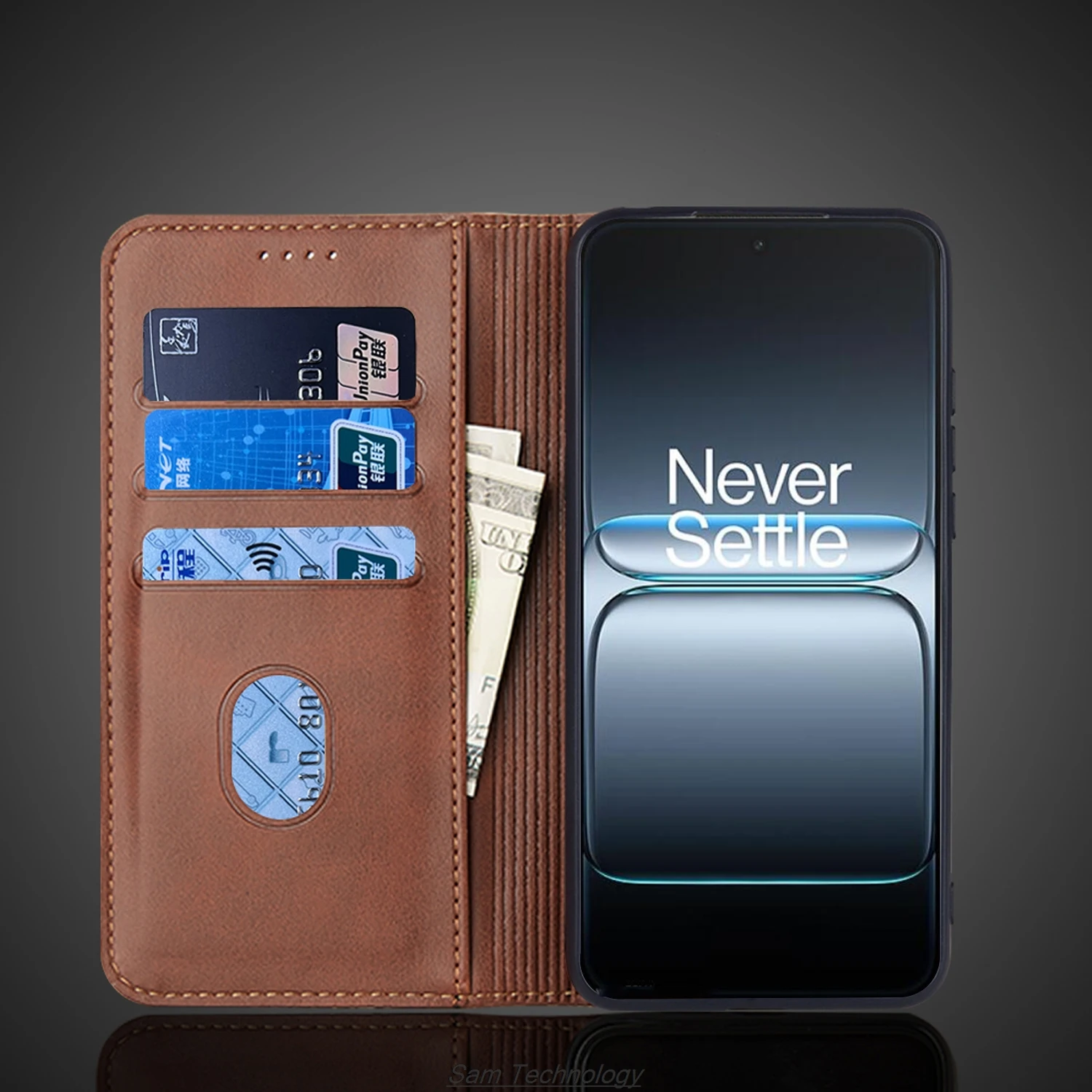 Magnetic Leather Flip Wallet Phone Case and Holster
