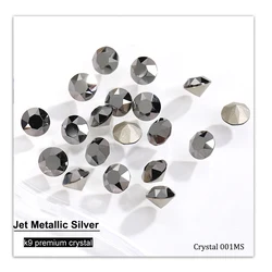 Sparkling Multi-Size Rhinestone Crystal Gems for DIY Jewelry and Nail Art Decoration (Jet Metallic Silver)