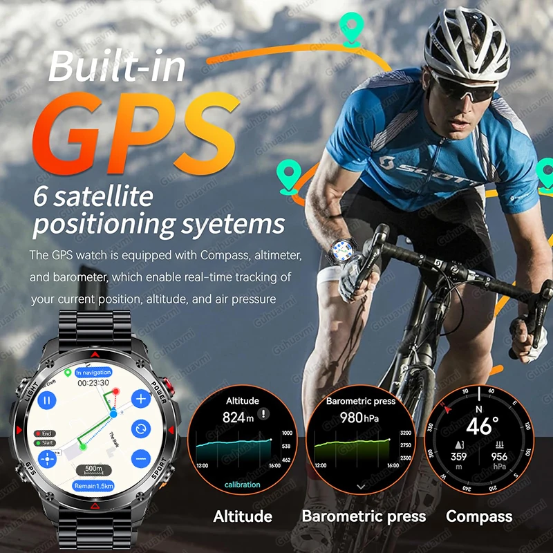 2025 New GPS Map Navigation Smart Watch Men Women Amoled Screen 3ATM Waterproof Sport SmartWatch Compass NFC BT Call Watches Men