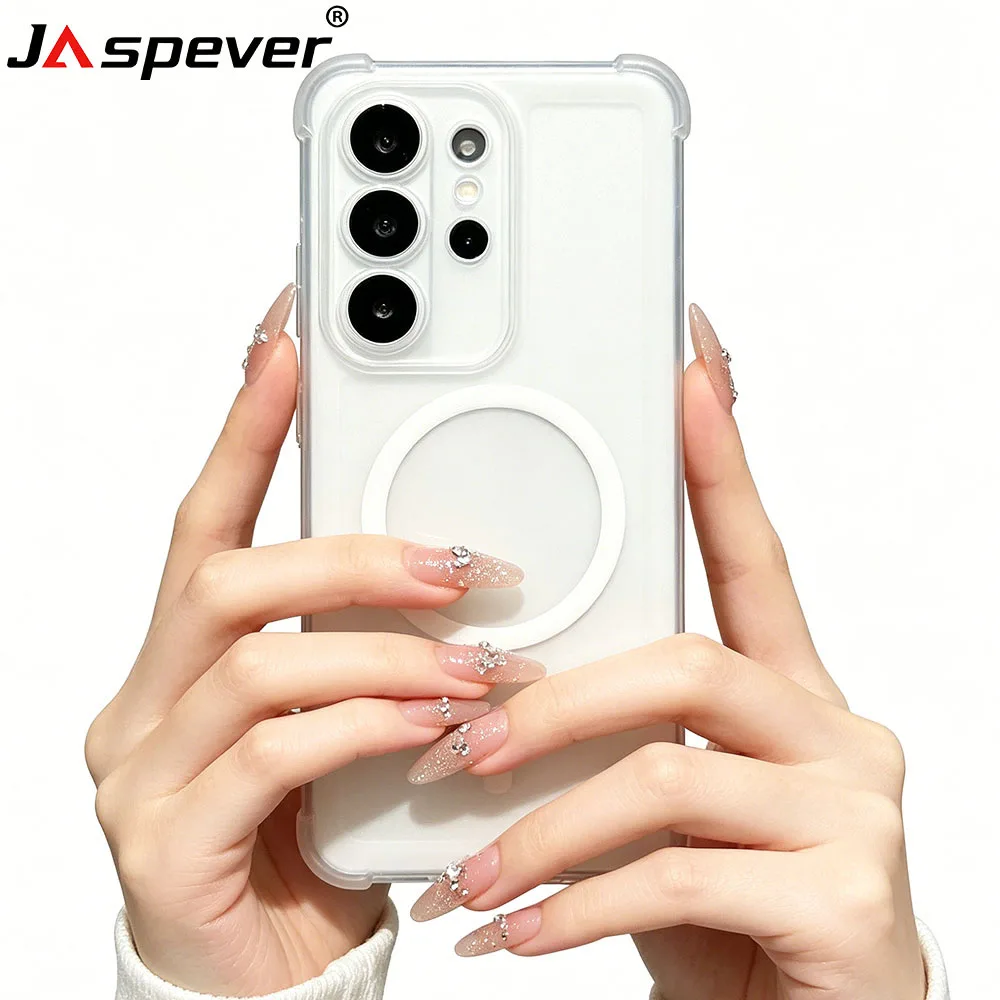 Shockproof Matte Translucent Silicone Soft Case with Magnetic Magsafe-Compatible Shell