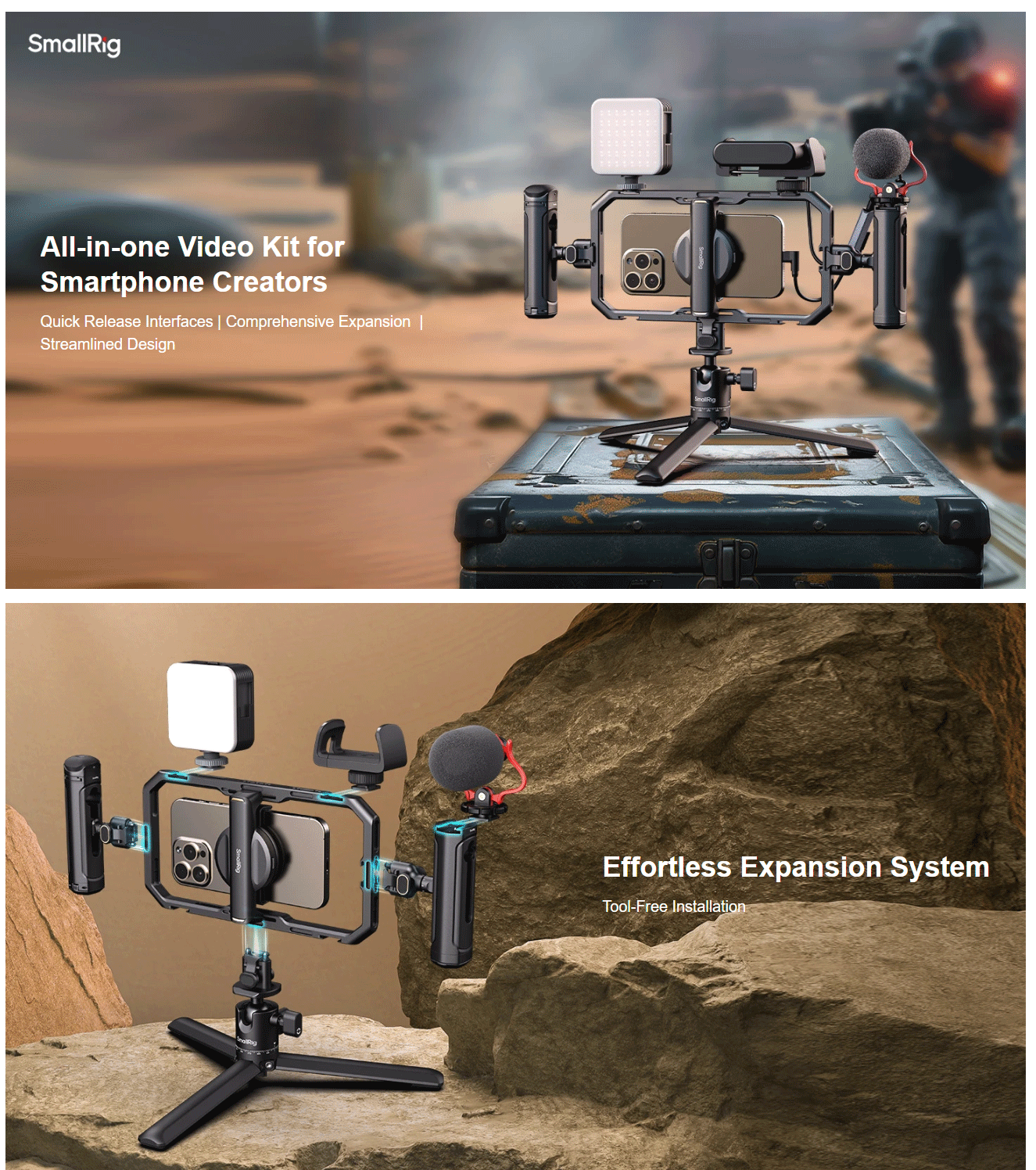 Videography Kit Quick Pro/Basic Edition for Smartphone Creator with Audio and Li