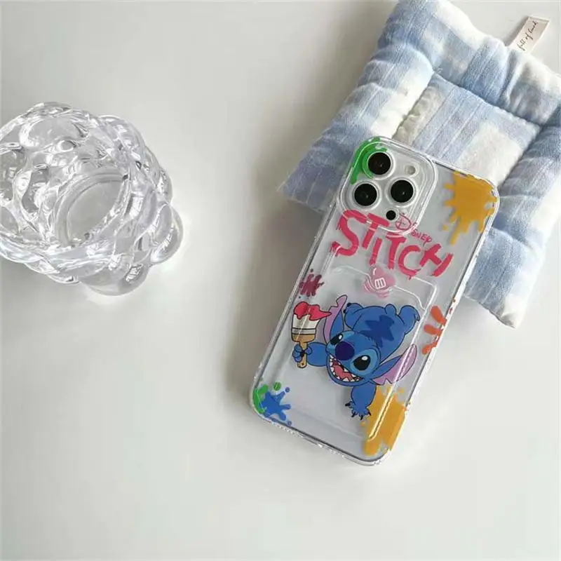 thumbnail image 1 of Funda con tarjetero de puntada de dibujos animados para IPhone, cartera con ranura, 15 Pro Max, 16, 14, 13, 12, 11, 7, 8 Plus, Capa transparente, 1 of 5