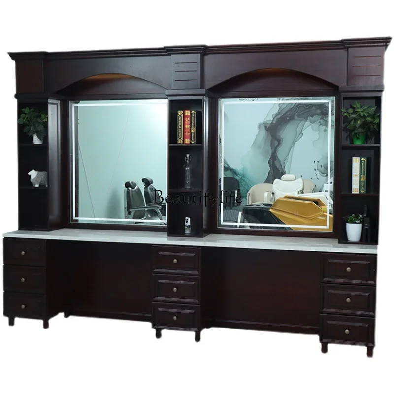 

High-End Retro Hair Salon Hair Cutting and Perming Mirror Barber Shop Special Mirror