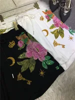 Oversized rhinestone diamond high-waisted black adjustable waist wide leg slacks Women's shorts - Image 2