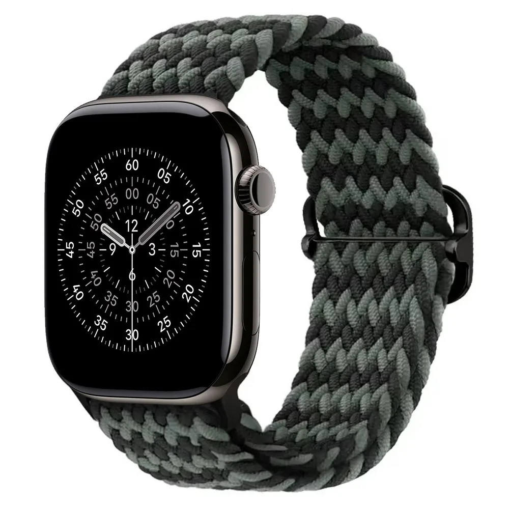 Adjustable Elastic Nylon Braided Watch Strap, Black