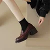 Women Leather Platform Loafers Fashion Slip on Chunky Shoes Retro Style Female Officel Pumps Moccasins Women's Mary Jane Shoes 4