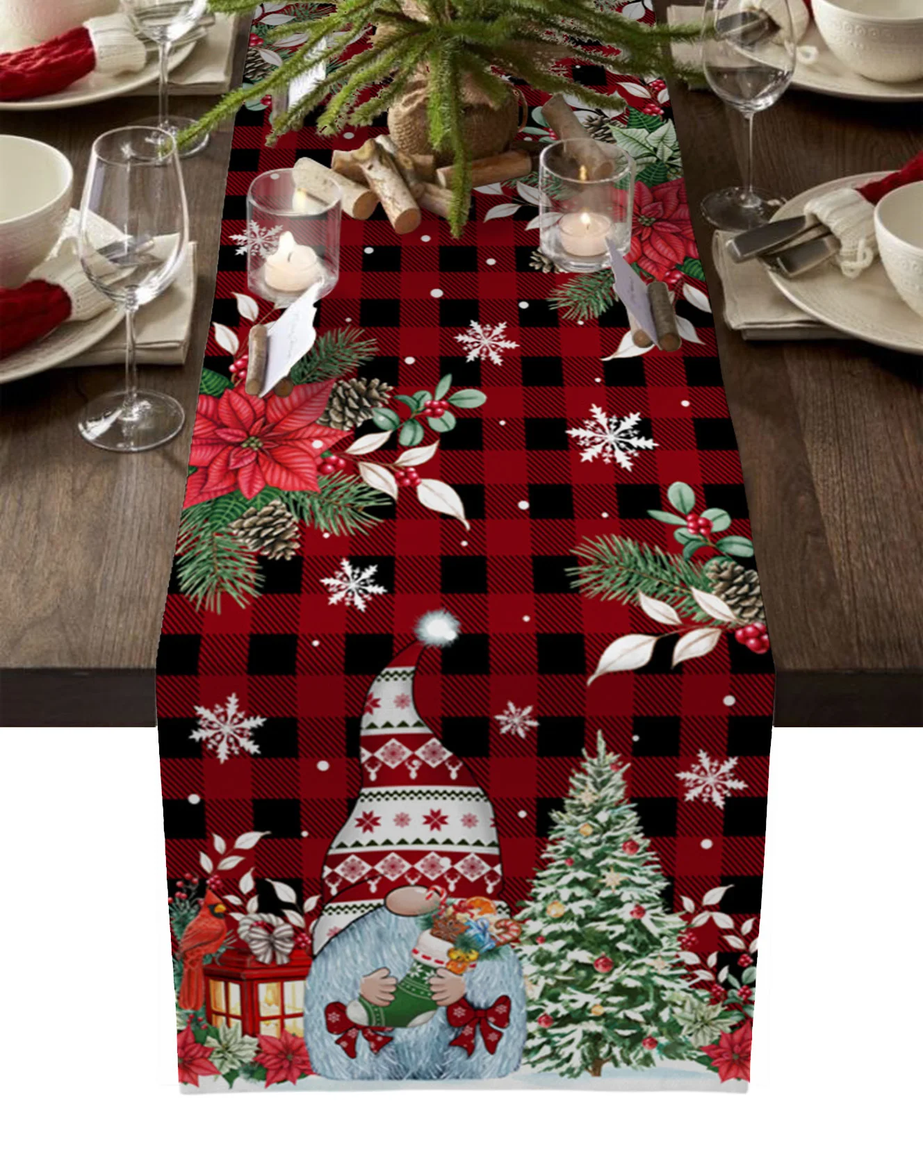 Description Picture 3 of itemChristmas Snowman Snowflake Table Runner Table Wedding Home Kitchen Decoration New Year Holiday Gift Decoration Tablecloth