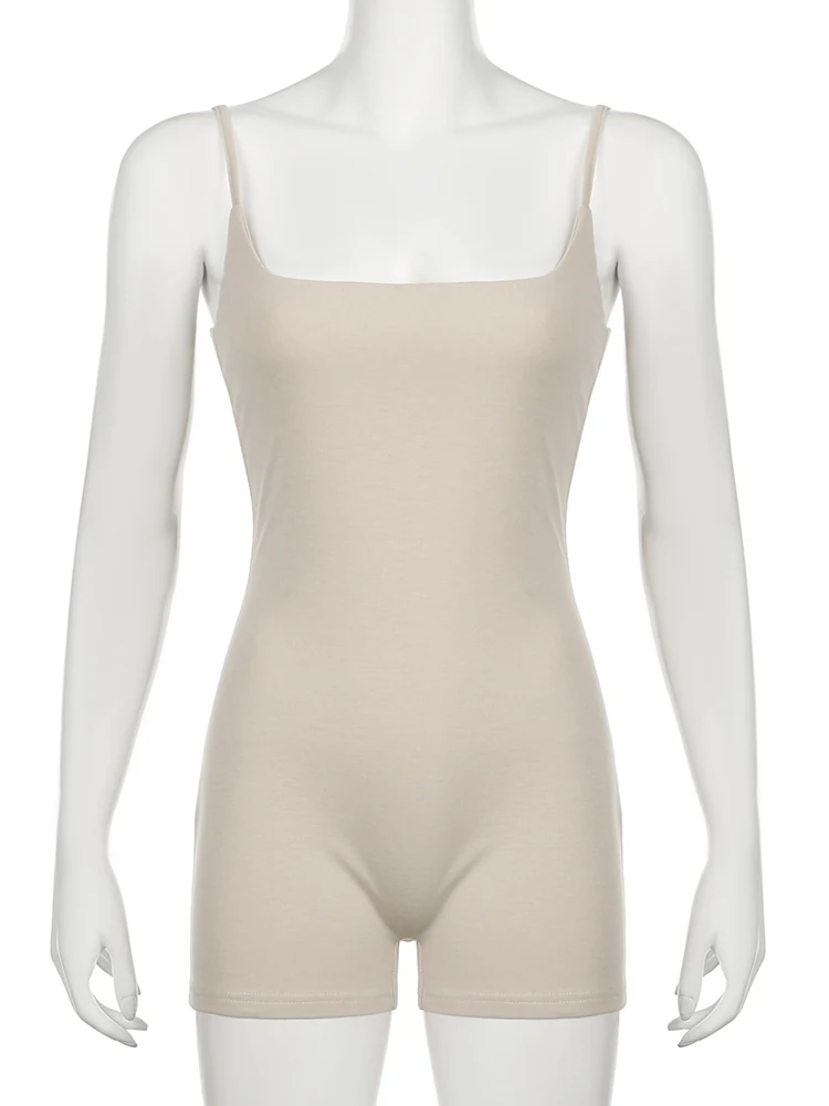 IAMSURE Sporty Activewear Sexy Slim Solid Playsuits Casual Solid Slash Neck Sleeveless Rompers Women 2024 Summer Fashion Ladies