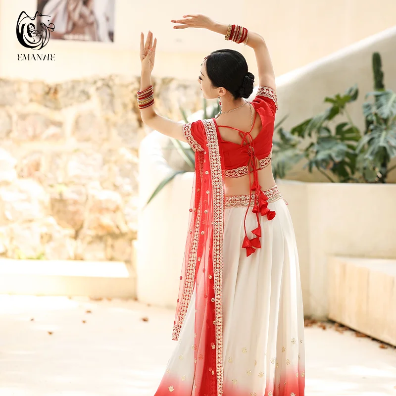 Traditional Dress Indian Dance Dress Ethnic Style Women's Sari Dance Scarf Top Large Swing Skirt Lengha Set Indian Saree