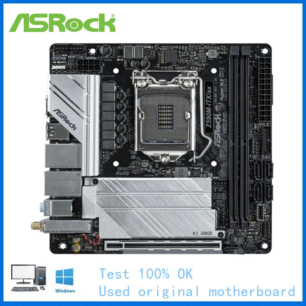 Z590 Usato Per Asrock Z590M-Itx/Ax Z590I Itx Lga1200 Ddr4 Scheda Madre Desktop 11Th 10Th Gen Supporto Scheda Madre 11900K 10700K
