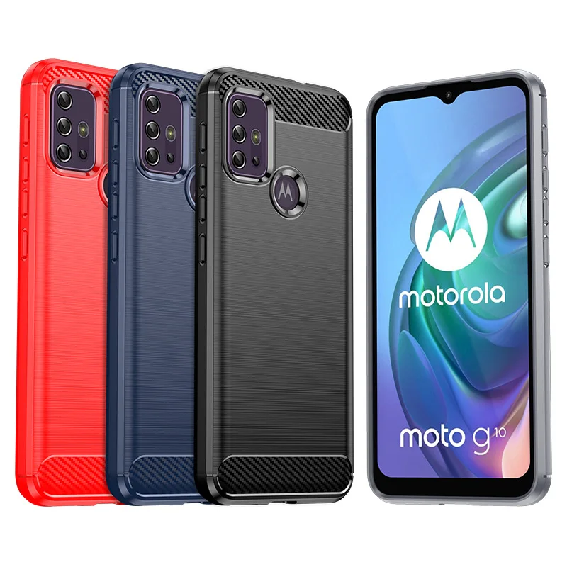 

Case for Motorola Moto G10/G10 Power, Phone Cover for Motorola Moto G100, TPU Brushed Pattern Soft Case Black Blue Red
