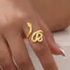 Vnox Stainless Steel Snake Rings For Women Men Animals Or Heart-shaped Elements New Design Open Ring Fashion Jewelry Female Gift 1