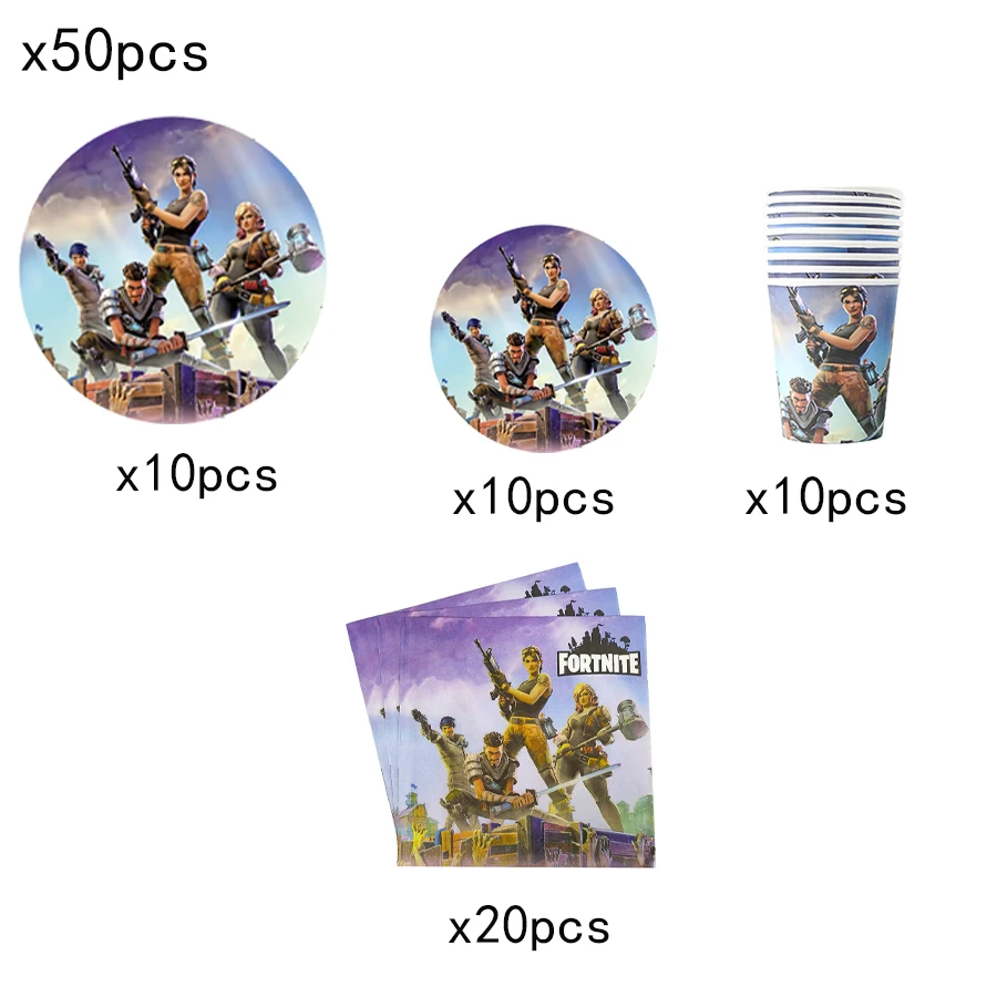 Fortnition Party Supplies: Fun Shooting Game Decorations with Alpaca Llama-Themed Paper Tableware and Balloons for Baby Shower Celebrations