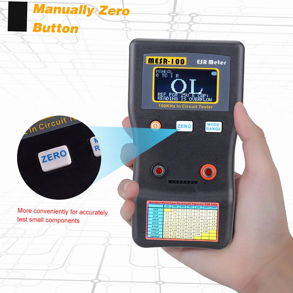 MESR-100 ESR Capacitor Tester Ohm Meter Professional Measuring Internal Resistance of Capacitor Capacitance Circuit Tester Capac 3