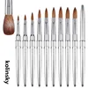 100% Pure Kolinsky Nail Brush Silver UV Gel Polish Nail Art Extension Builder Manicure Nail Pen Painting Drawing Brushes 1