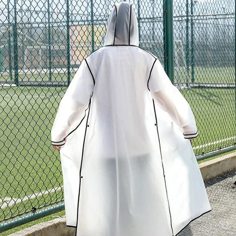 Adult Raincoat Hooded One-piece Long Raincoat Reusable Poncho Outdoor Rainwear For Women And Men Transparent Waterproof Poncho