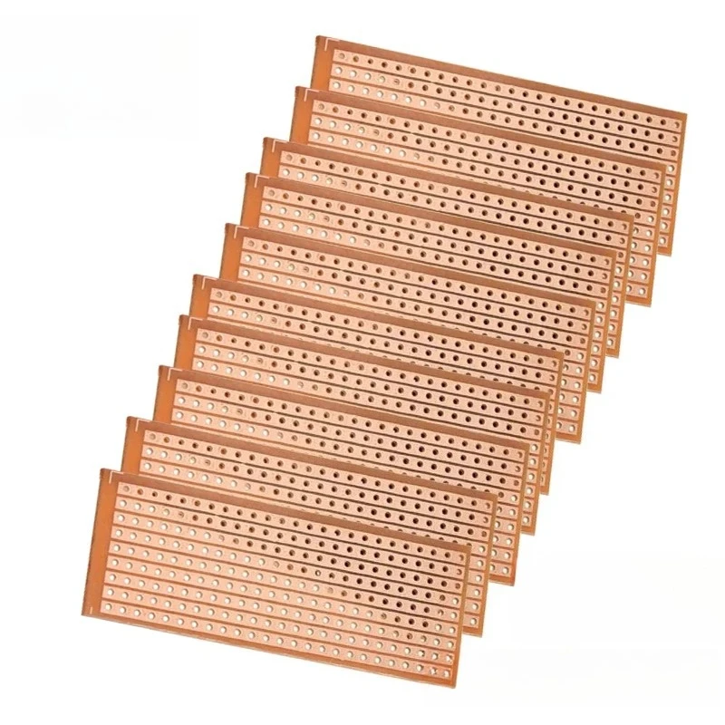 10PCS 단일 측면 PCB 보드 2.5x6.4cm DIY 범용 실험 매트릭스 회로 기판 단일 행 연속 구멍 프로토보드 DIY