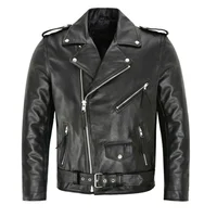 Men PU Leather Jacket Motorcycle Fashion Slim Fit Leather Coat 1