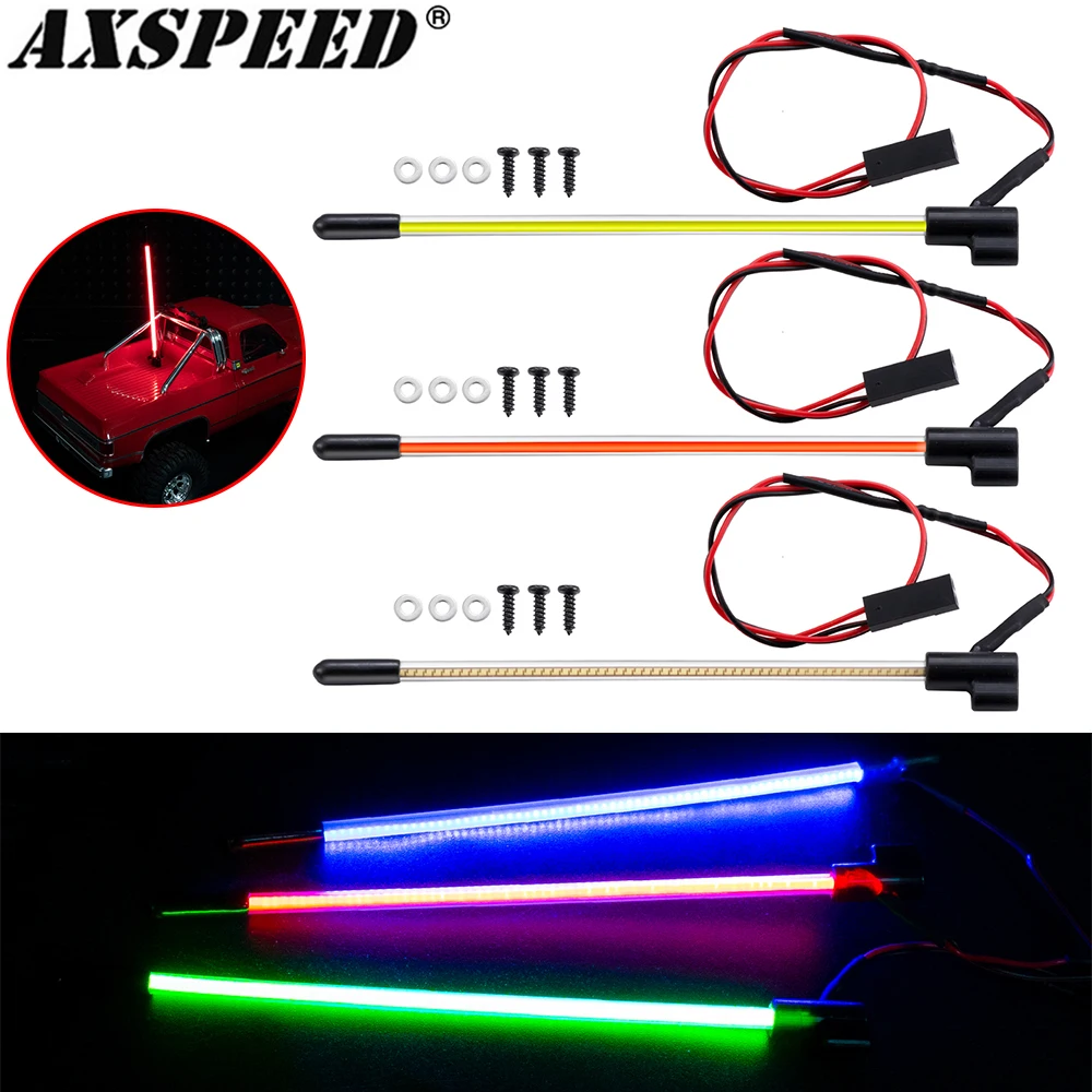AXSPEED RC Auto Leuchtender Fahnenmast LED-Scheinwerfer Nachtlicht 107/113mm für 1/24 Axial SCX24 1/18 TRX4M Upgrade-Teile