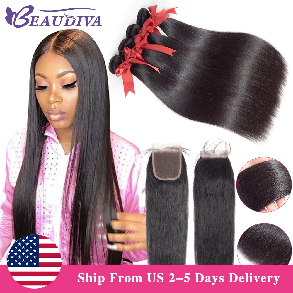BEAUDIVA Human Hair Bundles With Closure Natural Color Peruvian Straight  Hair Weave Bundles With Closure|bundles with closure|bundles with  colorbundles straight - AliExpress