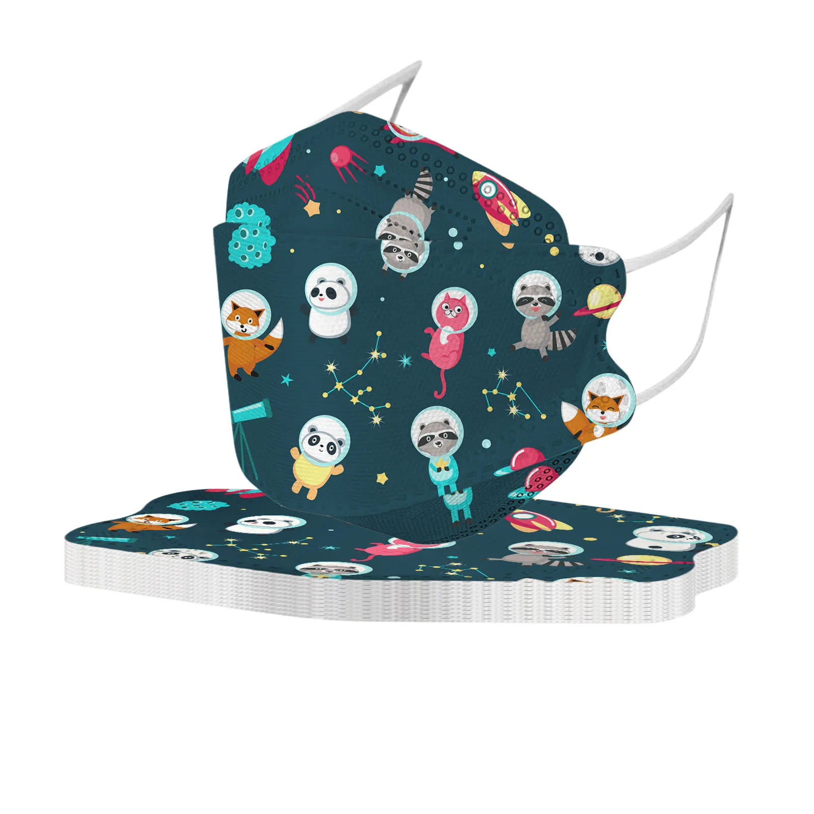 10Pcs Children's Fish-shaped Space Design Disposable Mask, Four-layer Ultra-filtering For Boys And Girls