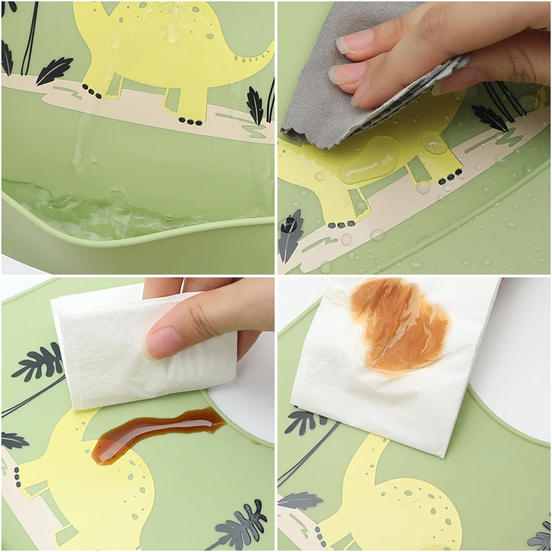 Silicone Bib Silicone Feeding Bib Baby Bib Feeding Bib Newborn Silicone Bib Adjustable Animal Printed Picture Waterproof Girl Boy Lunch Feeding Stuff Children Soft Edible Towel Drops