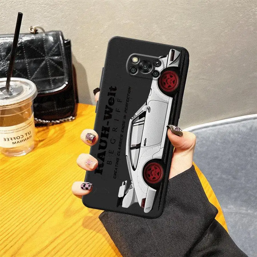 Black Soft Phone Cover Case with Japanese JDM Drift Car Design