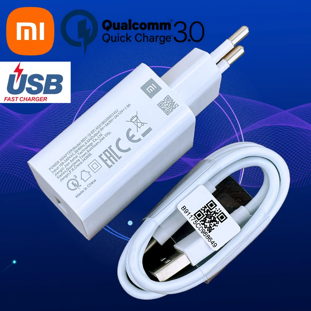Caricabatterie Rapido Xiaomi Originale 18W Type-C Con Cavo USB – Per Redmi E Altri