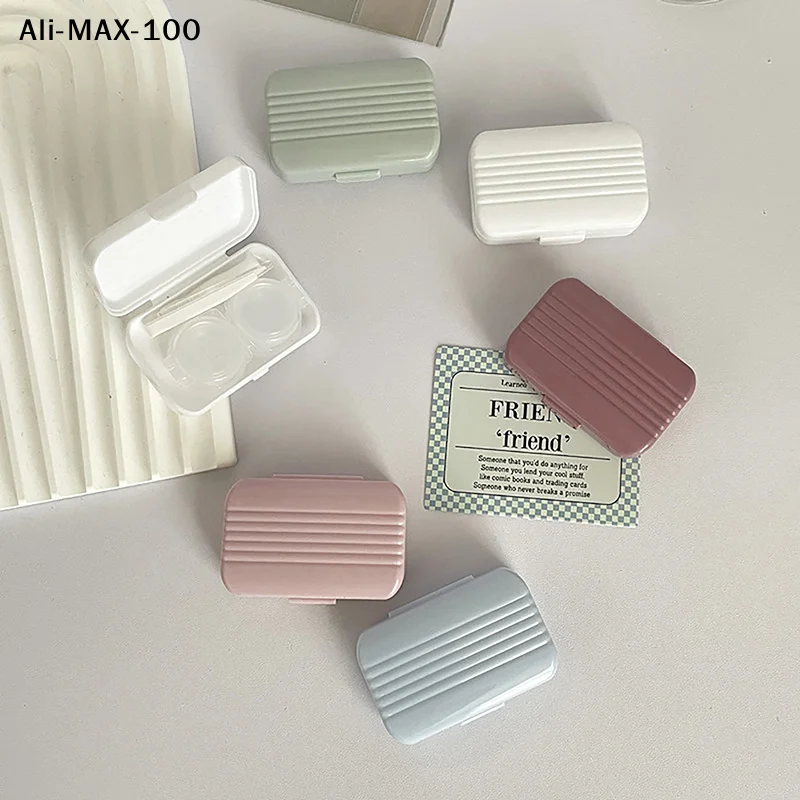 【AM3】Ins Like A Fish 레트로 심플 캔디 컬러 컴팩트 콘택트 렌즈 케이스 파트너 박스 눈동자 케어 박스 플립 커버