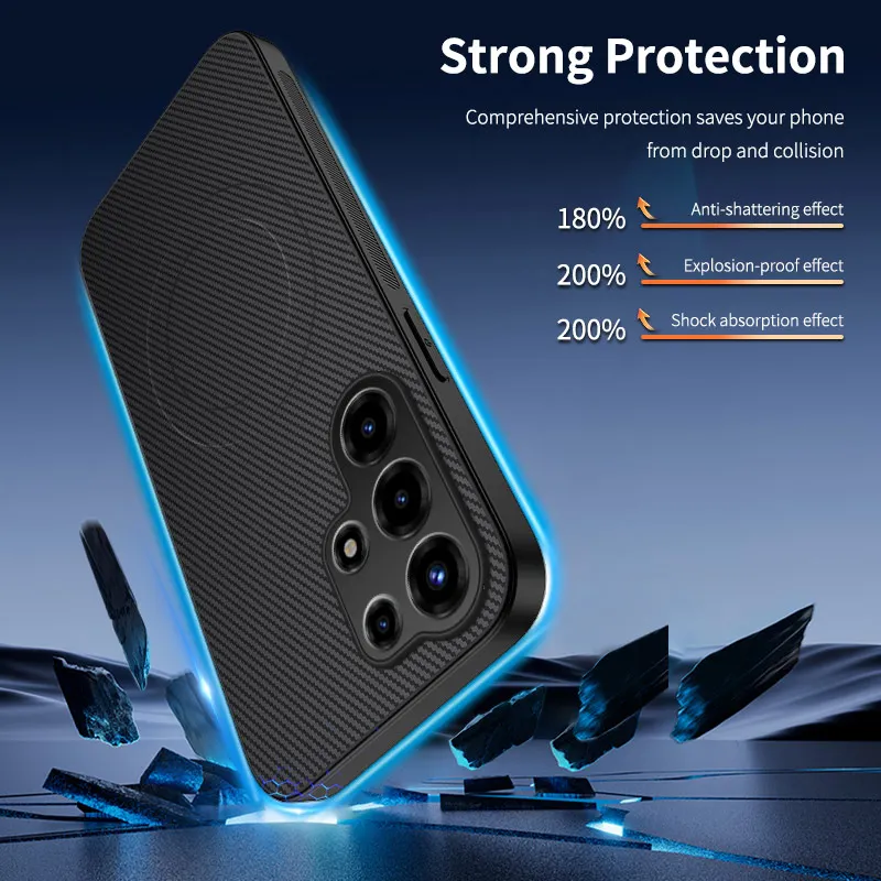 Ultra Protective Silicone Carbon Fiber Magnetic Phone Case - Premium Back Cover